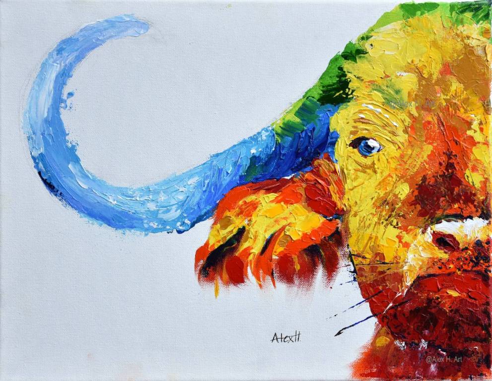 Colorful ox painting by Alex Huynh