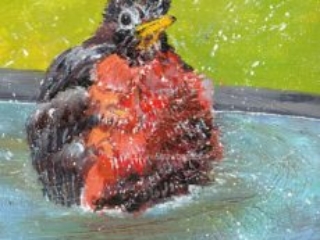 bird painting wall decor American robin