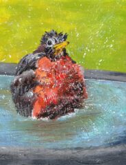 bird painting wall decor American robin