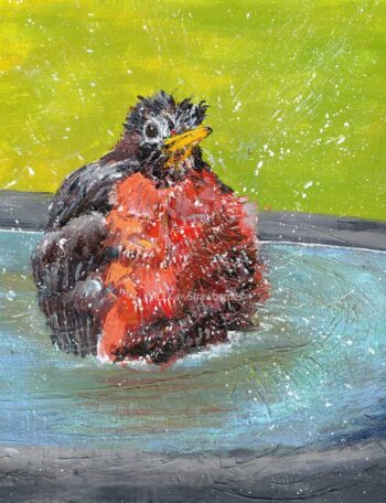bird painting wall decor American robin