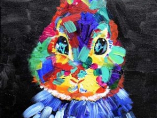 rabbit painting colorful - SOLD