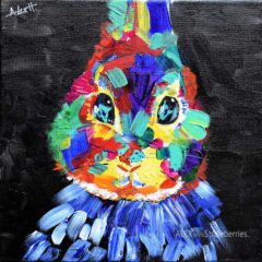 rabbit painting colorful - SOLD