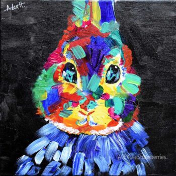 rabbit painting colorful - SOLD