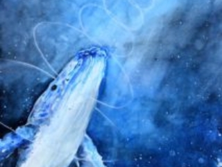 Whale Painting, Watercolor, blue