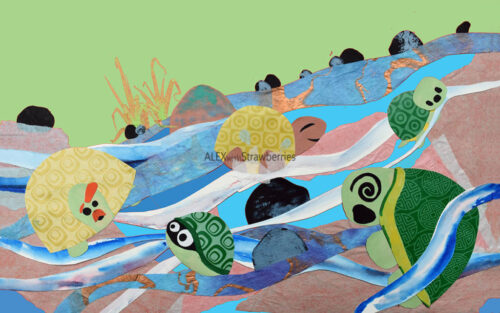 Turtle River, Collage (a page of From Tears to the Sea)