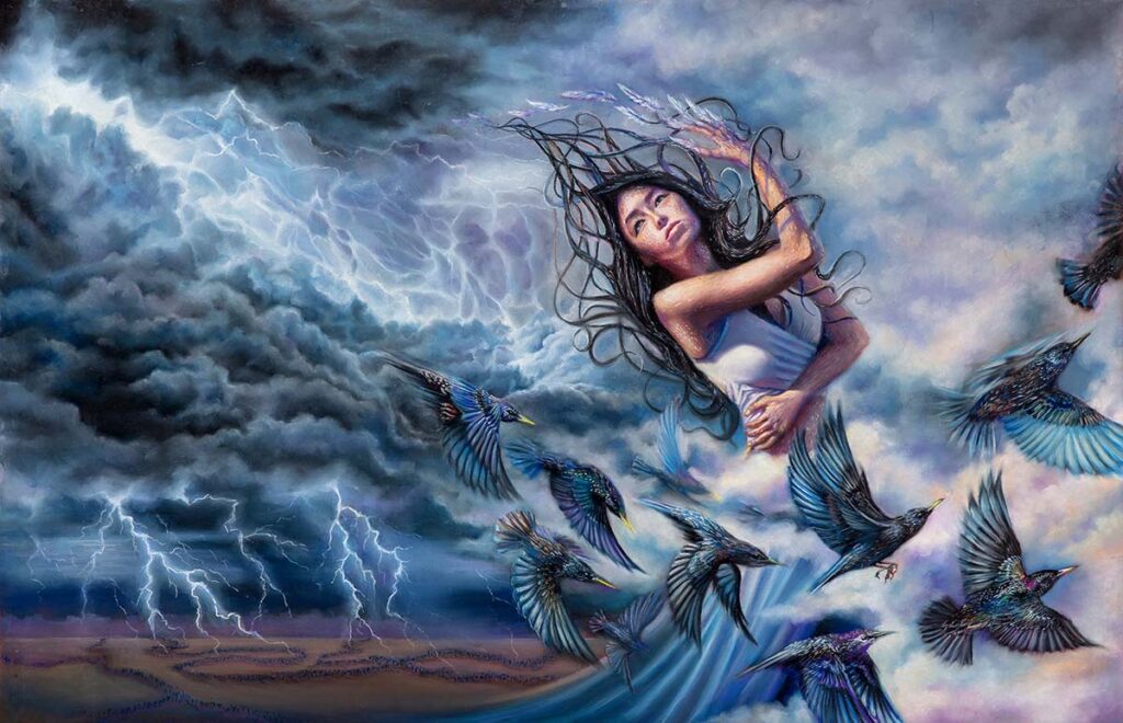 Murmuration Migration, Pastel, 40" x 26"